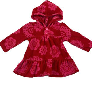 Carter's Hooded Red Floral  Velvet Dress size 12 months